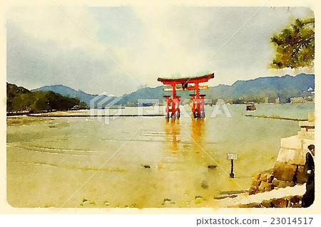 Itsukushima shrine (watercolor painting 01) 23014517