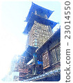 Kawagoe time bell construction time (watercolor painting style) 01 23014550