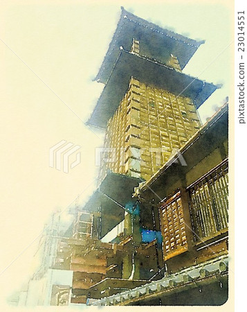 Kawagoe time bell construction time (watercolor style) 02 23014551
