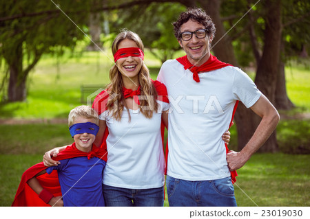Happy family pretending to be superhero 23019030