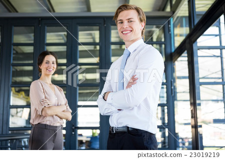 Portrait of businessman and businesswoman Portrait of businessman and businesswoman 23019219