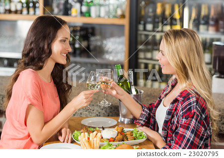 Women toasting with white wine Women toasting with white wine 23020795