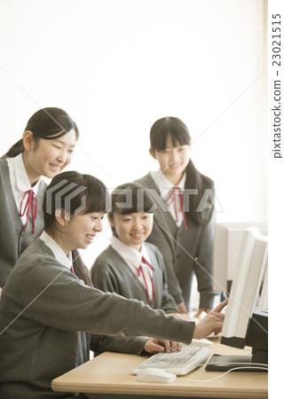 Female student seeing computer screen Female student seeing computer screen 23021515