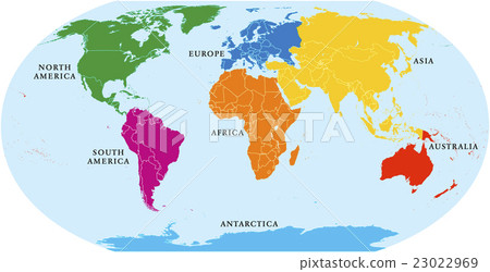 Seven Continents World Map 23022969