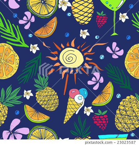 Hand drawn colorful vector seamless pattern. - Stock Illustration ...