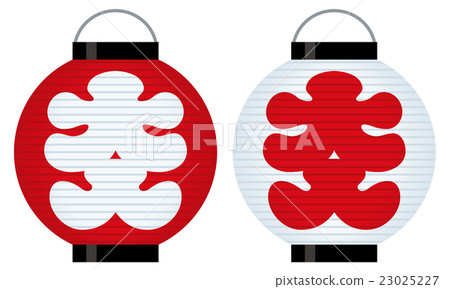 Large entrance lantern (red / white / round) - Stock Illustration ...