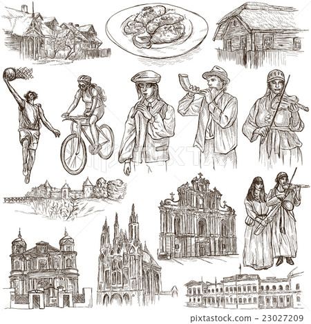 Lithuania. Pictures of Life. Hand drawn collection Lithuania. Pictures of Life. Hand drawn collection 23027209