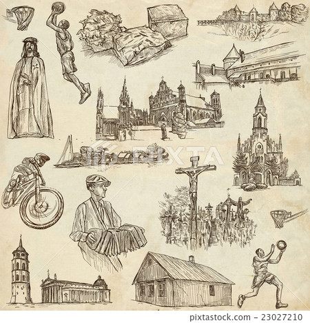 Lithuania. Pictures of Life. Hand drawn collection Lithuania. Pictures of Life. Hand drawn collection 23027210