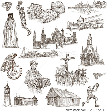 Lithuania. Pictures of Life. Hand drawn collection Lithuania. Pictures of Life. Hand drawn collection 23027211