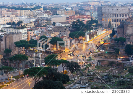 Rome City illuminated view, Italy. Rome City illuminated view, Italy. 23028883