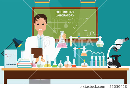 Male scientist at Chemical laboratory Science . 23030428
