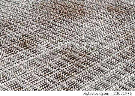 Stacked rebar grids at the construction site 23031776