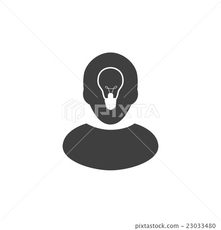 Human head with lamp inside. Ide icon or logo. Human head with lamp inside. Ide icon or logo. 23033480