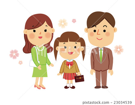 Stock Illustration: student, parents, freshman