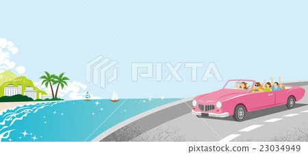 打開汽車駕駛夏天海岸線 23034949