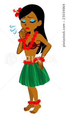 尷尬的草裙舞女孩全身 23034964