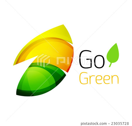 Abstract eco leag logo design made of color pieces 23035728