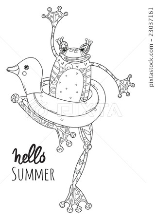 Cute Frog Baby with rubber ring duck. Cute Frog Baby with rubber ring duck. 23037161