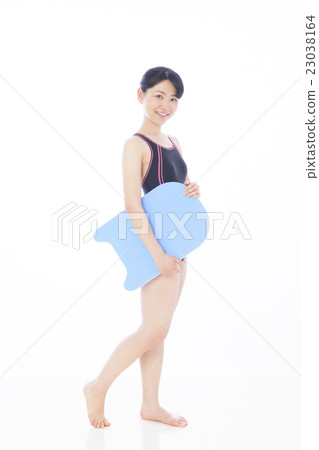 Swimwear fitness swimming women swimwear young lady white back 23038164