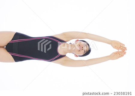 Swimwear fitness swimming women swimwear young lady white back 23038191