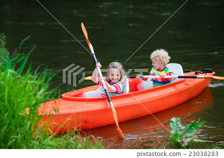 Kids kayaking in summer sport camp 23038283