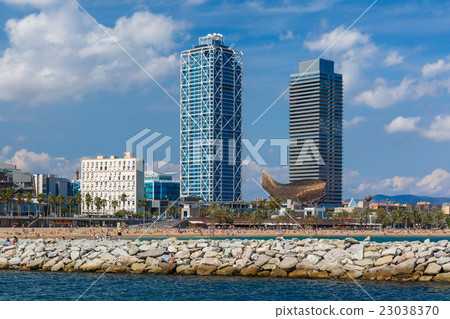 Barceloneta beach in Barcelona, Catalonia, Spain Barceloneta beach in Barcelona, Catalonia, Spain 23038370