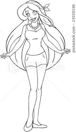 Teenage Girl In Tanktop And Shorts Coloring Page 23039196