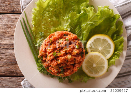Traditional Turkish bulgur salad Kisir close-up 23039427