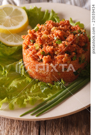 Traditional Turkish bulgur salad Kisir close-up 23039434