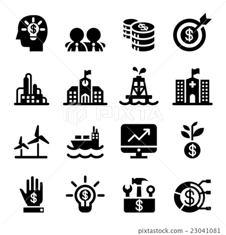 Silhouette Financial Investment icons set Silhouette Financial Investment icons set 23041081
