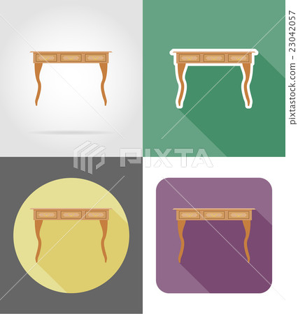 table furniture set flat icons vector illustration-插圖素材 [23042057 ...