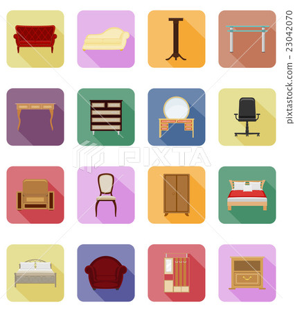 furniture set flat icons vector illustration - Stock Illustration ...