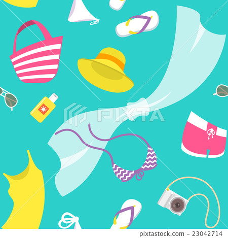 Summer vacation flat seamless background pattern - Stock Illustration ...