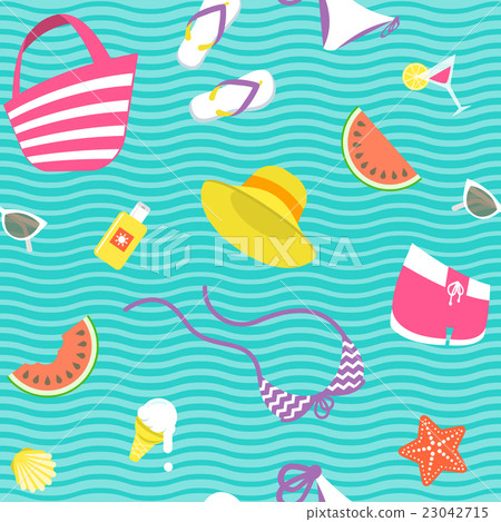 Summer vacation flat seamless background pattern - Stock Illustration ...