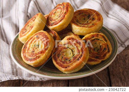 Tasty Indian potato roll closeup on a plate Tasty Indian potato roll closeup on a plate 23042722