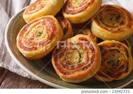 Indian potato roll Alupatry macro on a plate Indian potato roll Alupatry macro on a plate 23042723