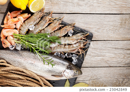 Fresh raw sea food with spices Fresh raw sea food with spices 23042849