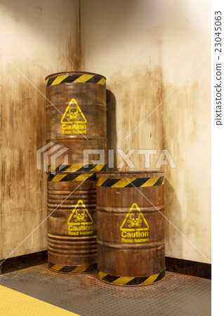 Old barrel in warehouse 23045063