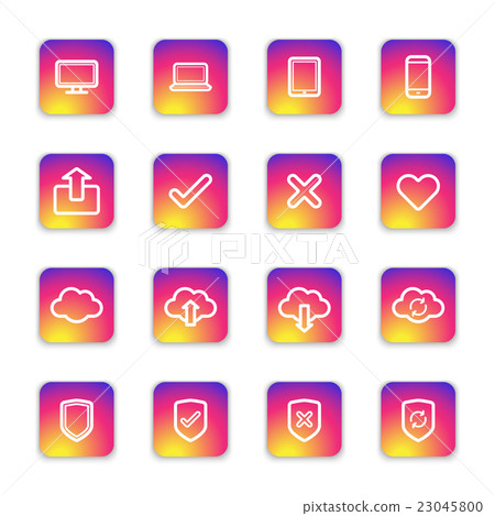 colorful gradient line web icon set - Stock Illustration [23045800] - PIXTA