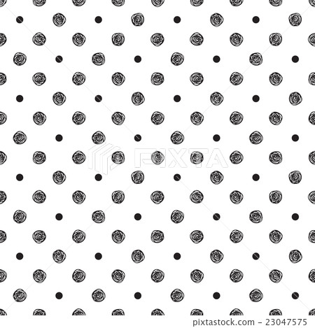 Seamless pattern with polka dot and stylish doodle 23047575