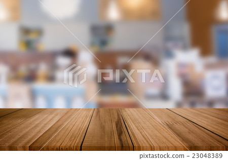 Selected focus empty brown wooden table  23048389