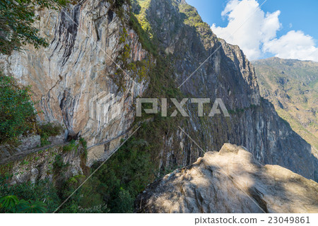 Trail leading to Inca Bridge at Machu Picchu, Peru 23049861