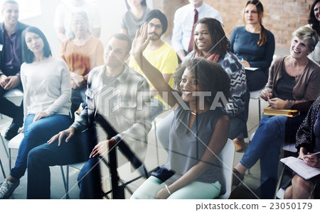 Diverse People Conference Asking Group Concept 23050179