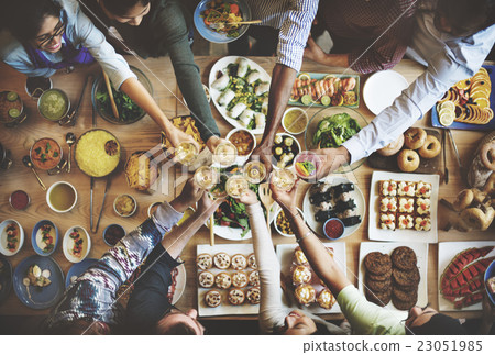 Friends Happiness Enjoying Dinning Eating Concept 23051985