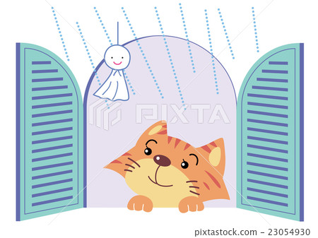 窗戶一側下雨的貓和你正在盯著的伙伴 23054930