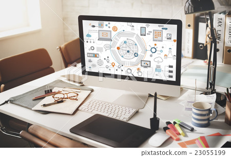 Information Technology Connection Graphics Concept 23055199