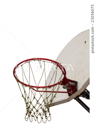 Old basketball board and hoop on white background Old basketball board and hoop on white background 23056075