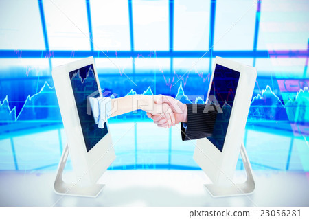 Composite image of close up of a business people closing a deal 23056281