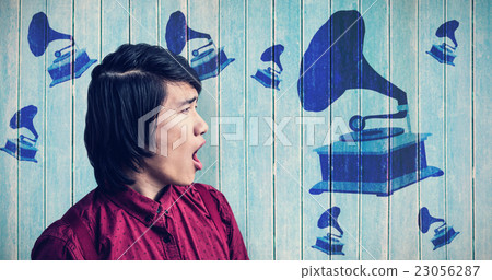 Composite image of angry hipster shouting 23056287