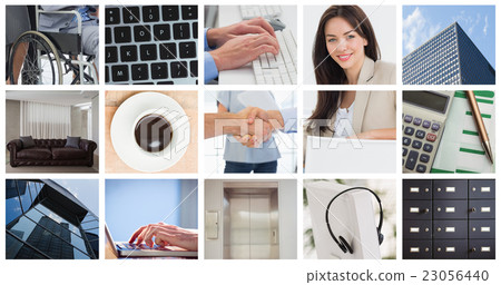 Composite image of casual businessmen shaking hands 23056440